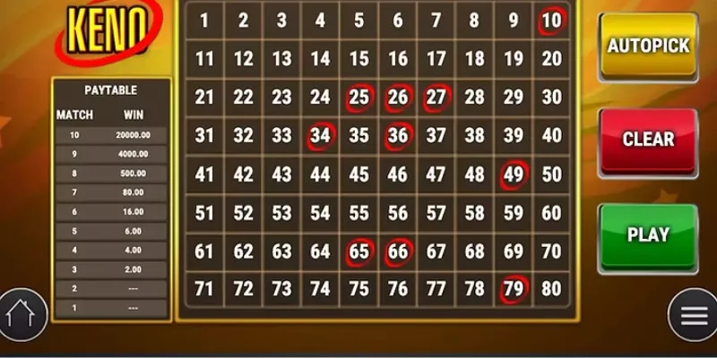 Các hình thức cược phổ biến trong keno online và tỷ lệ thưởng